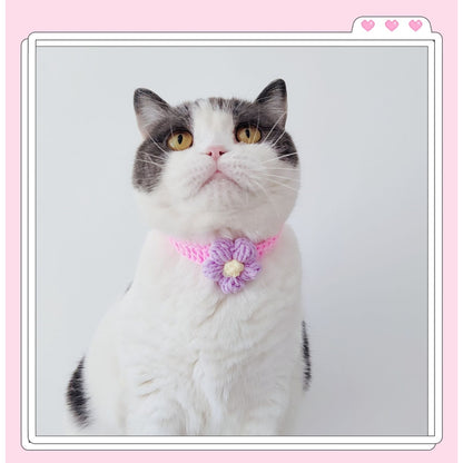 Mokka - Floral Knit Cat Decorative Collar