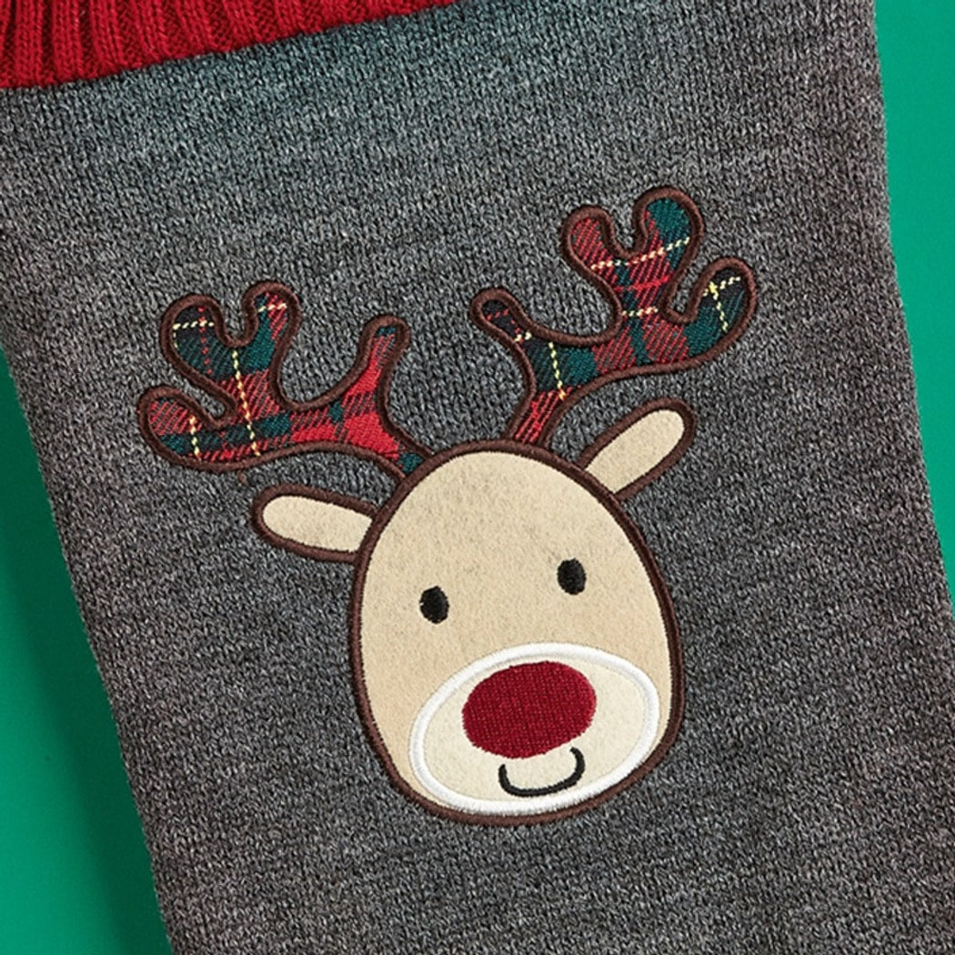 Christmoo - Christmas Reindeer Motif Gray Dog Sweater