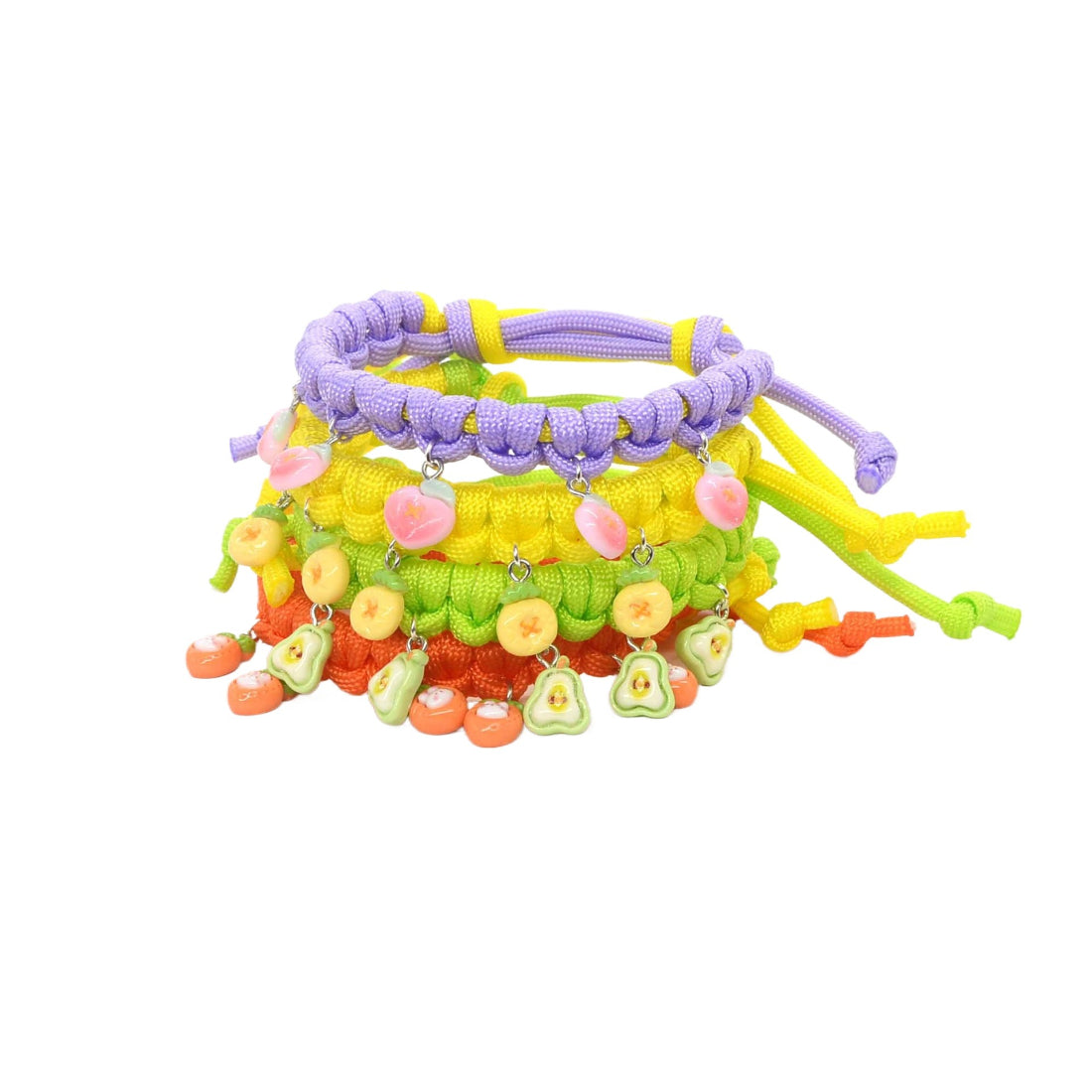 Close-up of Mokka Fruit Charm Cat Collar showing colorful fruit charms