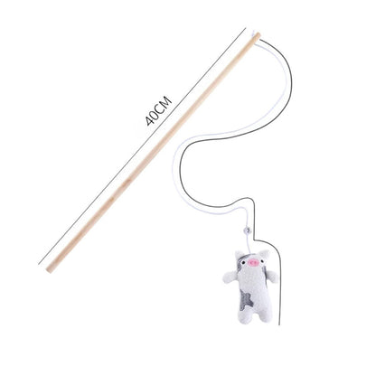 Moo - Plush Character Wand Cat Toy