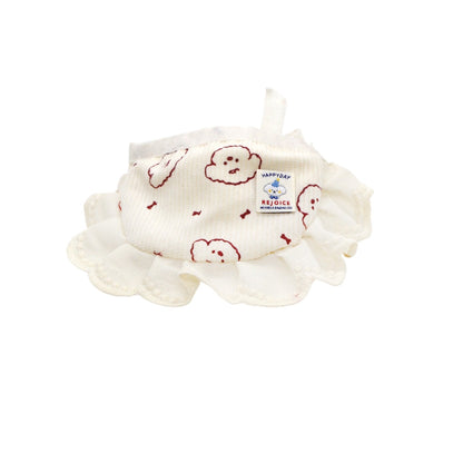 Close-up of Mokka Puppy Print Cat Bib showing detailed puppy pattern