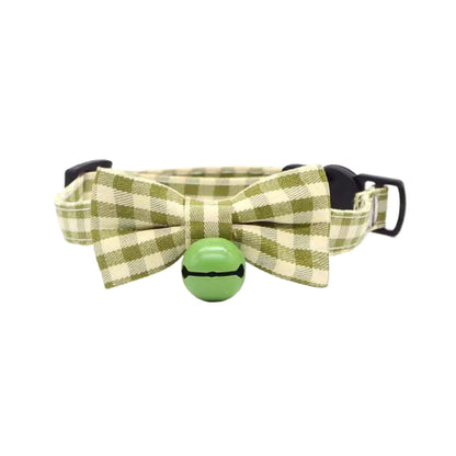 Mokka - Gingham Check Bow Breakaway Cat Collar