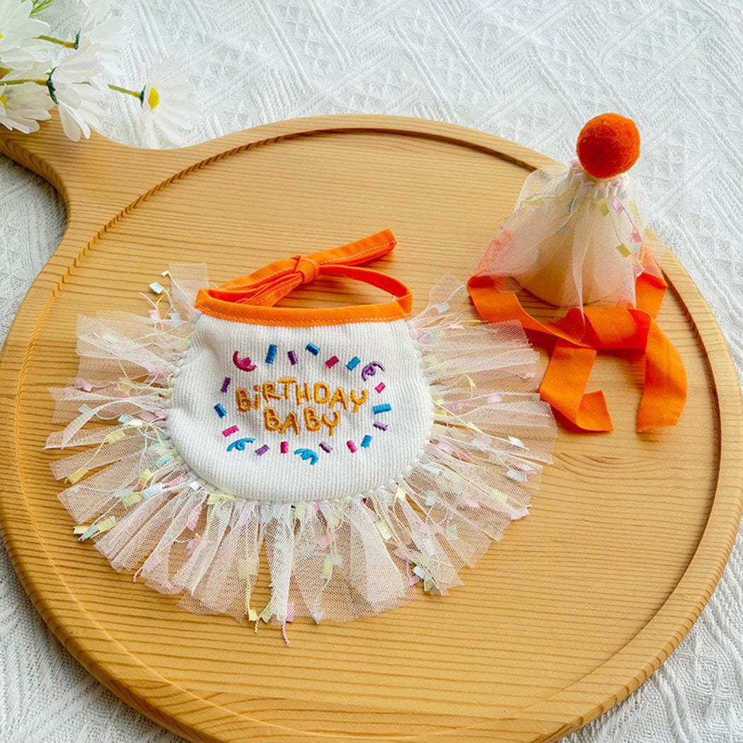 Mokka - Letter Pattern Pet Birthday Hat and Bib