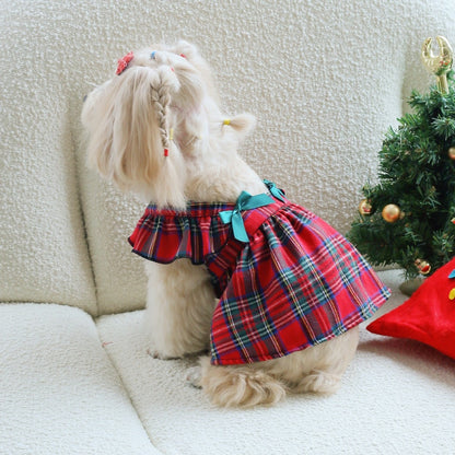 Ozzie - Plaid Bow Casual Dress Style Dog Dress