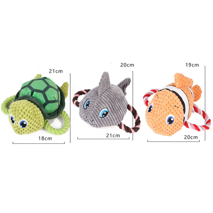 Logo image for Petkin Ocean Theme Plush Squeaky Dog Toy with brand and product name