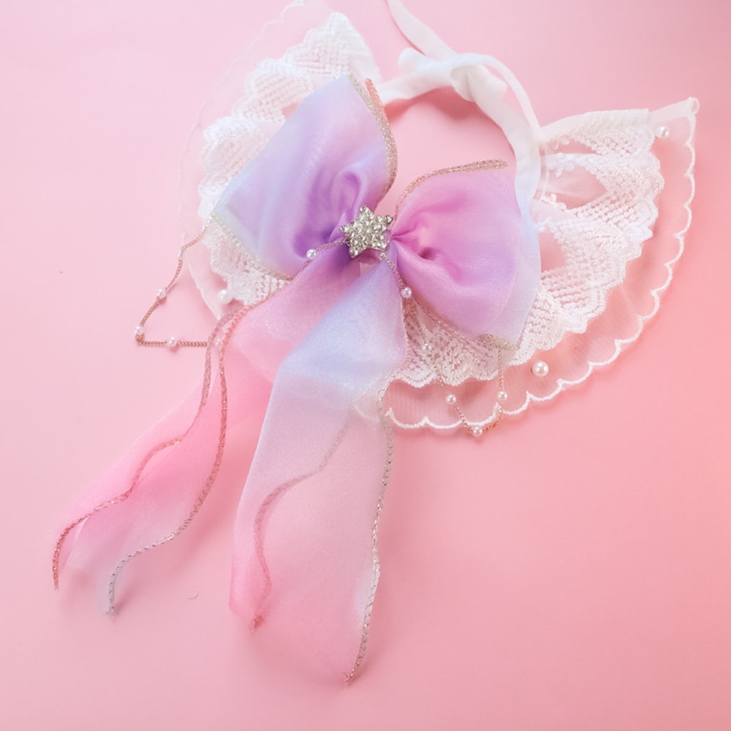 Mokka - Lace Bow Ruffle Decorative Cat Collar