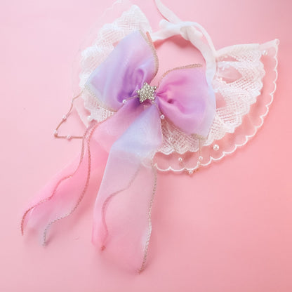 Mokka - Lace Bow Ruffle Decorative Cat Collar