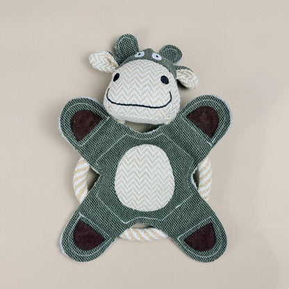 Petkin Cow & Donkey Plush Rope Dog Toy displayed on white background