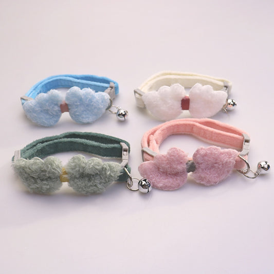 Mokka - Cute Plush Bow Detail Cat Collar with Bell