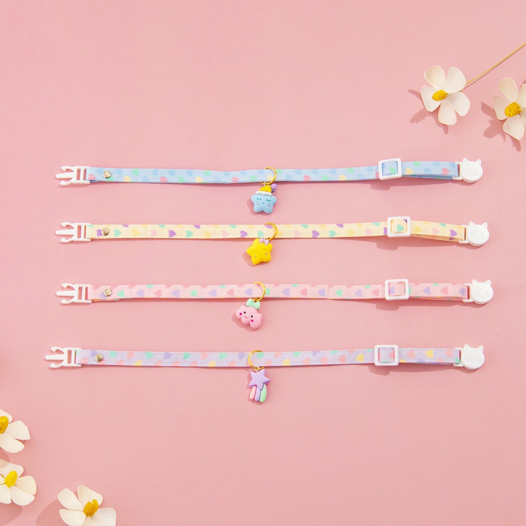 Mokka - Adjustable Heart Print Princess Style Cat Collar