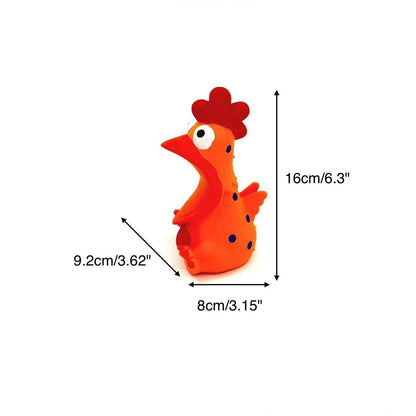 Top view of Petkin colorful chicken squeaky dog toy highlighting its shape