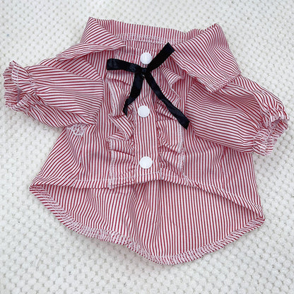 Ozzie - Ruffled Striped Short Sleeve Pet Dog Shirt
