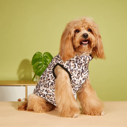 Ozzie - Leopard Print Contrast Trim Zip Dog Vest