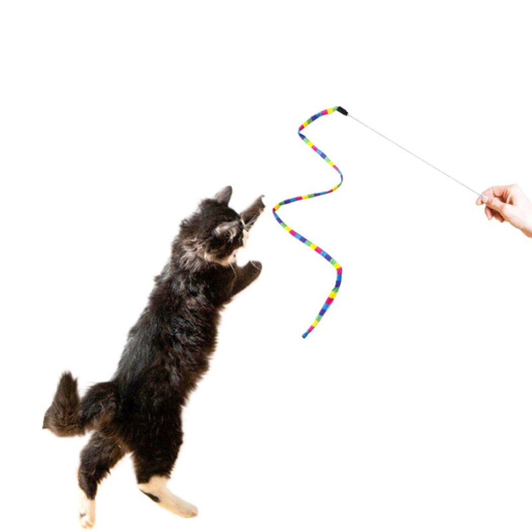 Moo - Rainbow Striped Bell Wand Cat Toy