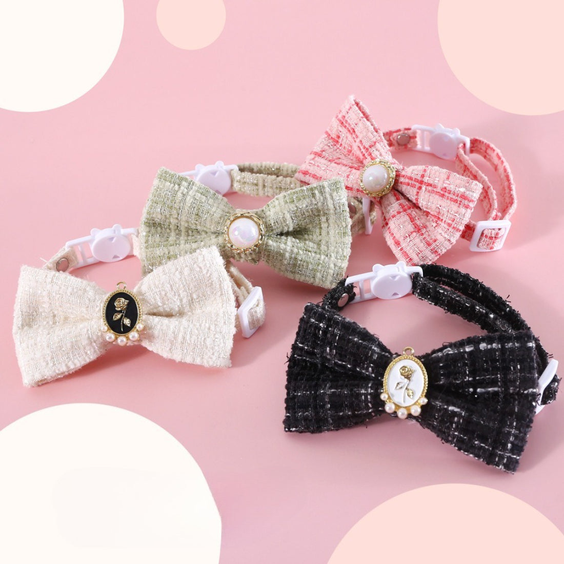 Mokka vintage style bow cat collar in brown with a classic bow design