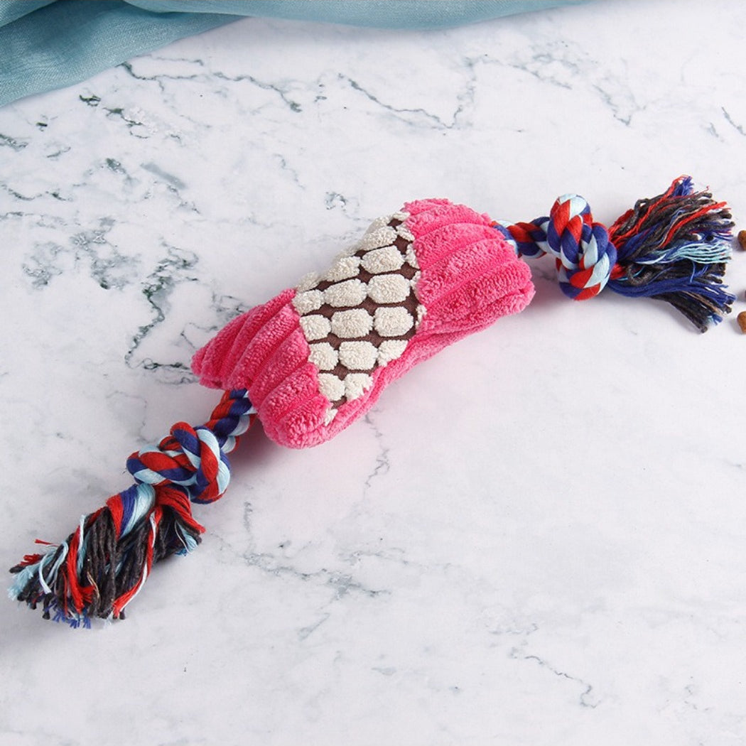 Petkin Rope Candy Plush Dog Toy displayed on white background