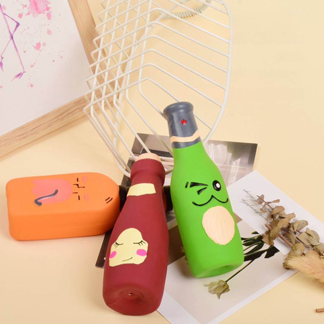 Petkin - Cartoon Bottle Shaped Squeaky Dog Toy