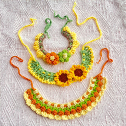 Mokka - Sunflower Crochet Tie-On Cat Collar