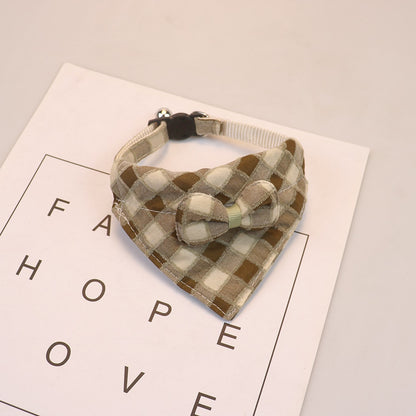 Mokka - Preppy Plaid Bow Pet Bandana Collar