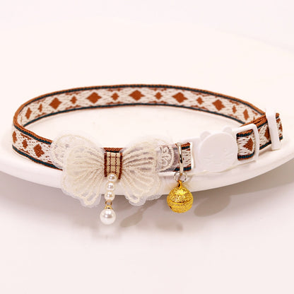 Mokka - Folksy Style Geometric Patterns Bow Cat Collar