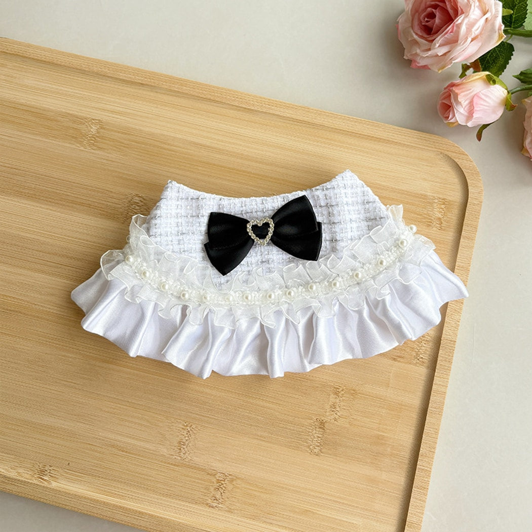 Mokka - Ruffle Trim Bow Accent Pet Bib