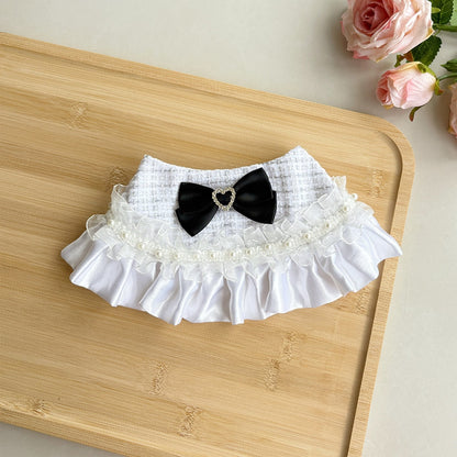 Mokka - Ruffle Trim Bow Accent Pet Bib