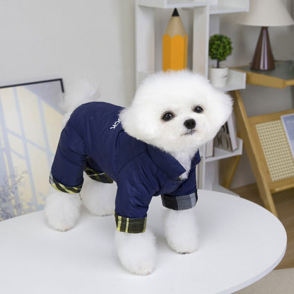 Ozzie - Plaid Cuff Lettered Dog Winter Coverall Coat