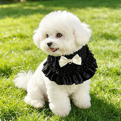 Mokka - Ruffle Trim Bow Accent Pet Bib
