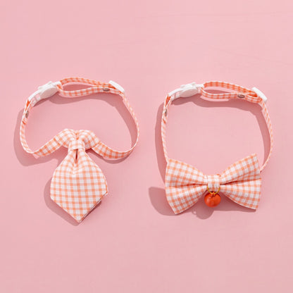 Mokka - Gingham Bell Accent Adjustable Cat Collar