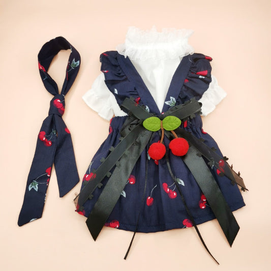 Ozzie - Cherry Blossom Pet Dress with Matching Scarf