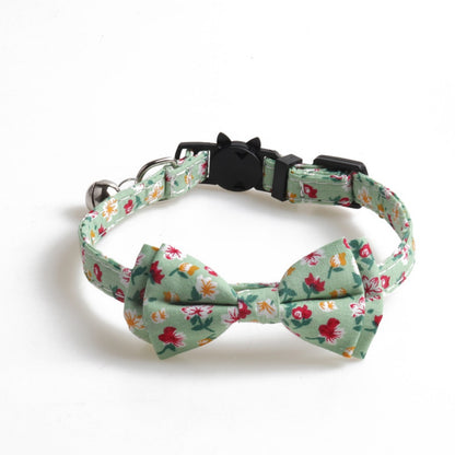 Mokka floral bowtie cat collar with bell view 6