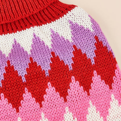 Ozzie - Retro Triangle Pattern Turtleneck Dog Sweater