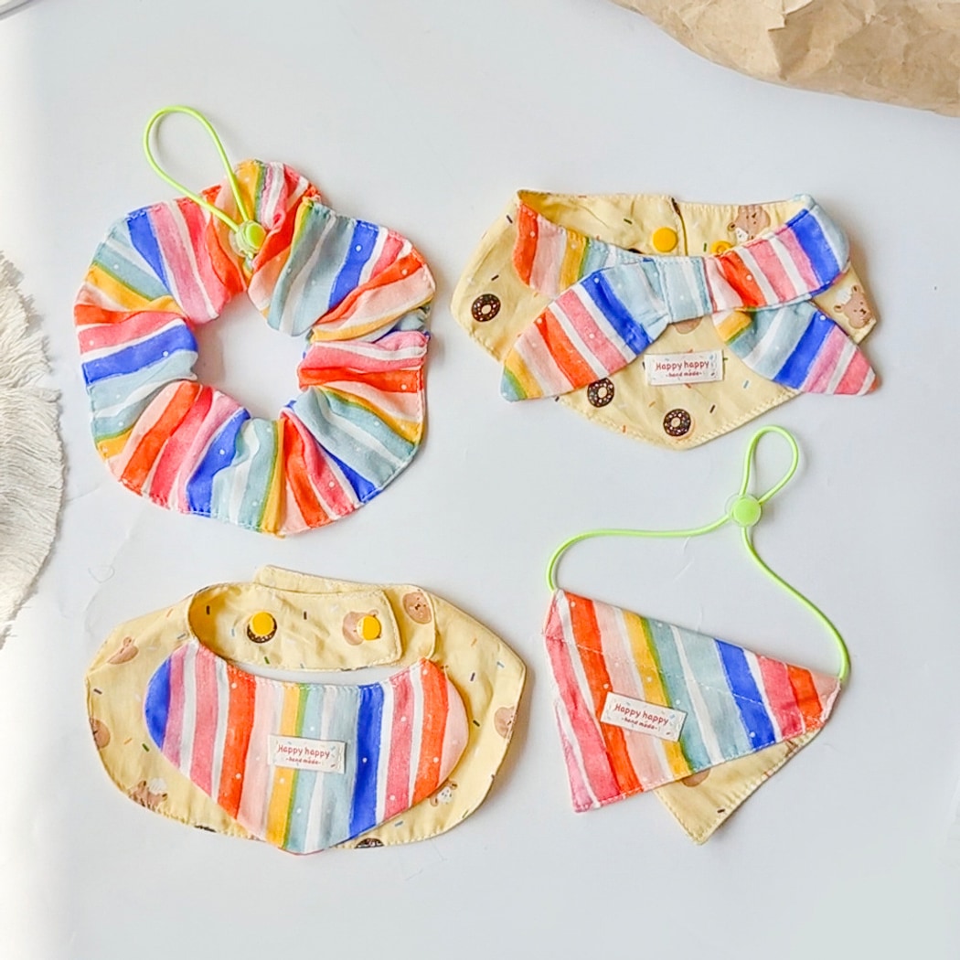 Mokka - Rainbow Stripe Cartoon Pet Bib