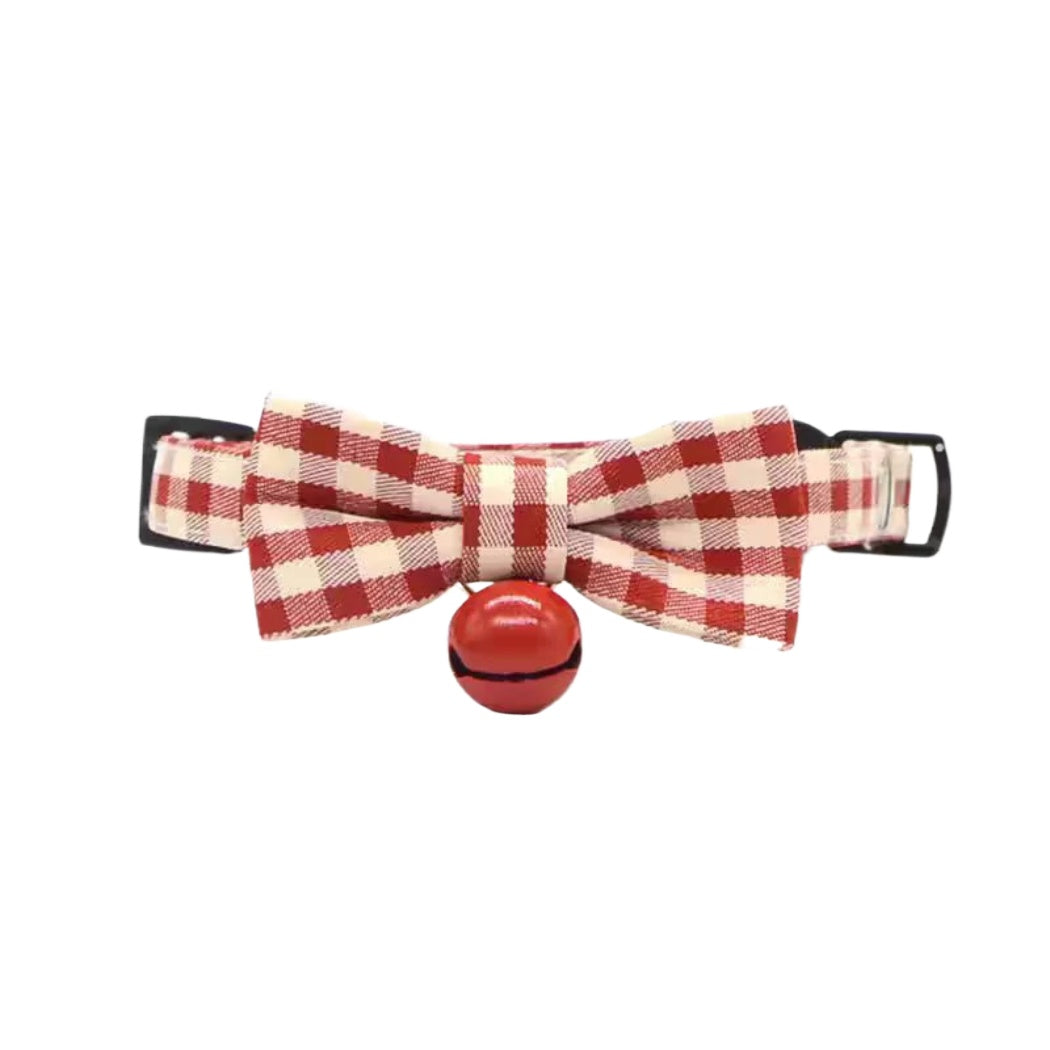 Mokka - Gingham Check Bow Breakaway Cat Collar