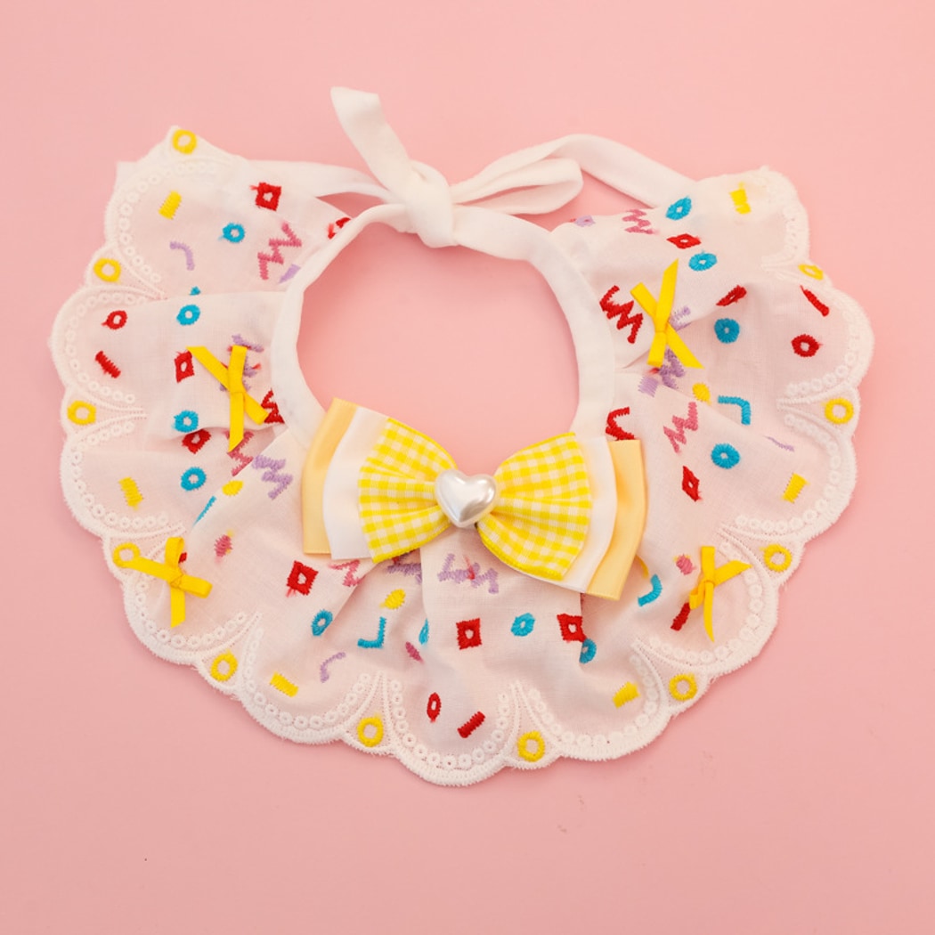 Mokka - Point Pattern Lace Bow Cat Collar