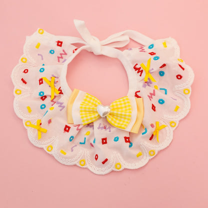 Mokka - Point Pattern Lace Bow Cat Collar