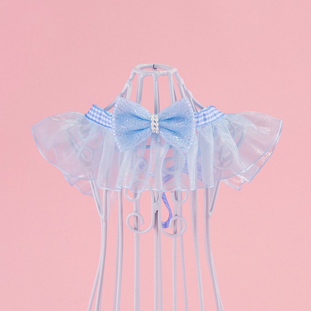 Mokka - Sheer Ruffled Bow Cat Collar
