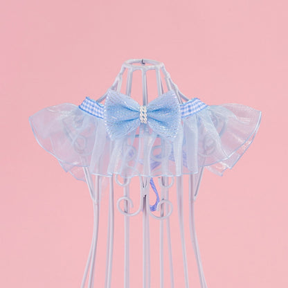Mokka - Sheer Ruffled Bow Cat Collar