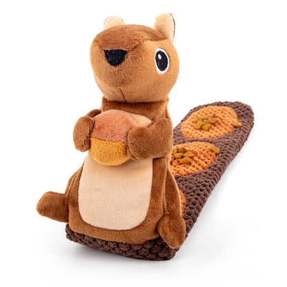 Petkin Squirrel Hide-and-Squeak dog toy displayed on white background