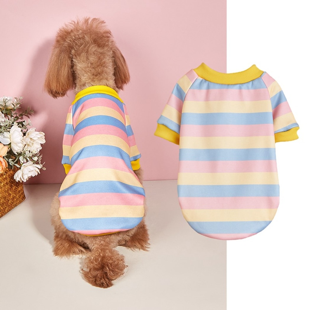 Ozzie - Casual Striped Pet Outfit Dog T-Shirt