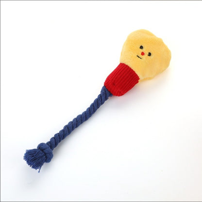 Petkin Interactive Plush Head Rope Toss Dog Toy with plush head and attached rope
