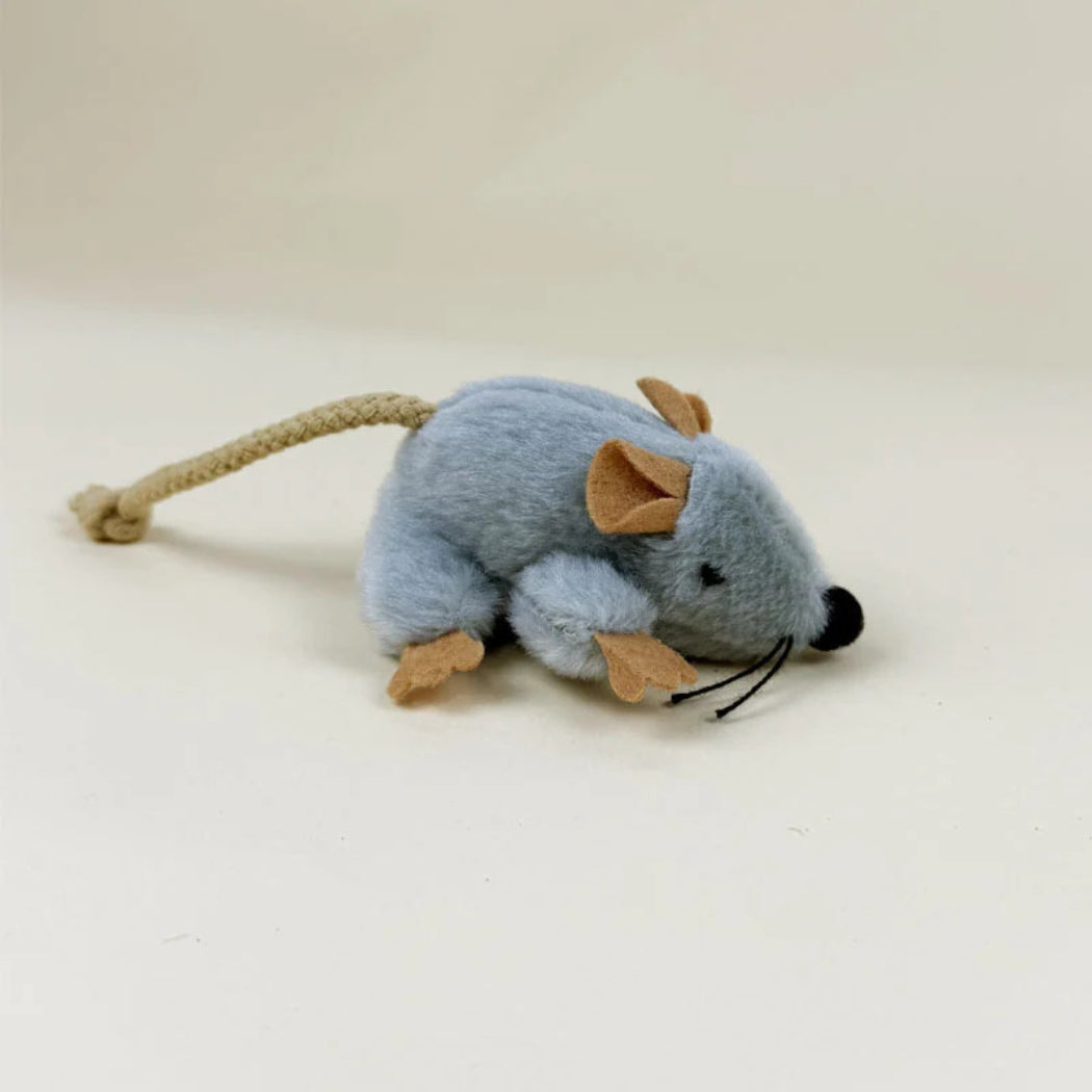 Moo - Fuzzy Plush Braided-Tail Mouse Cat Toy