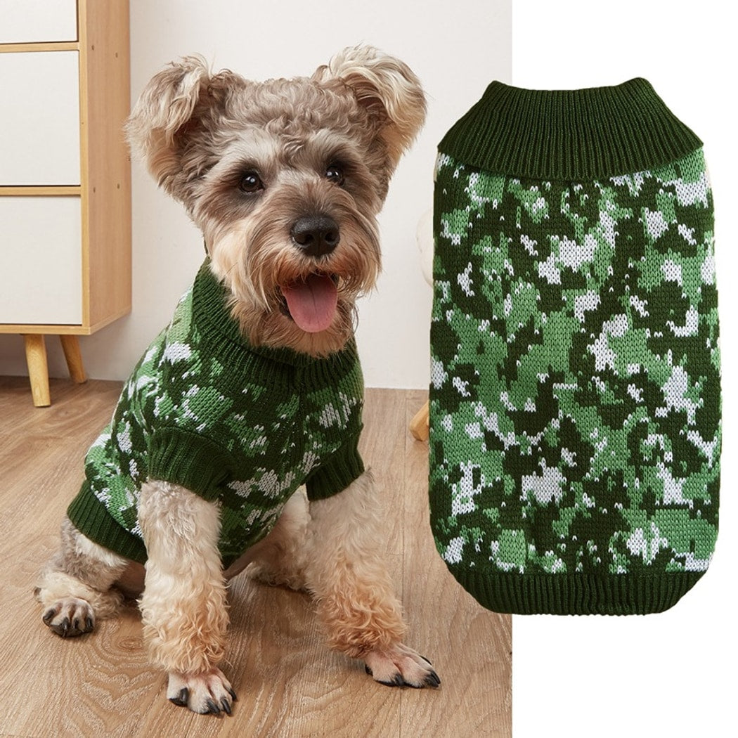 Ozzie - Camouflage Dog Sweater with Collar Pullover