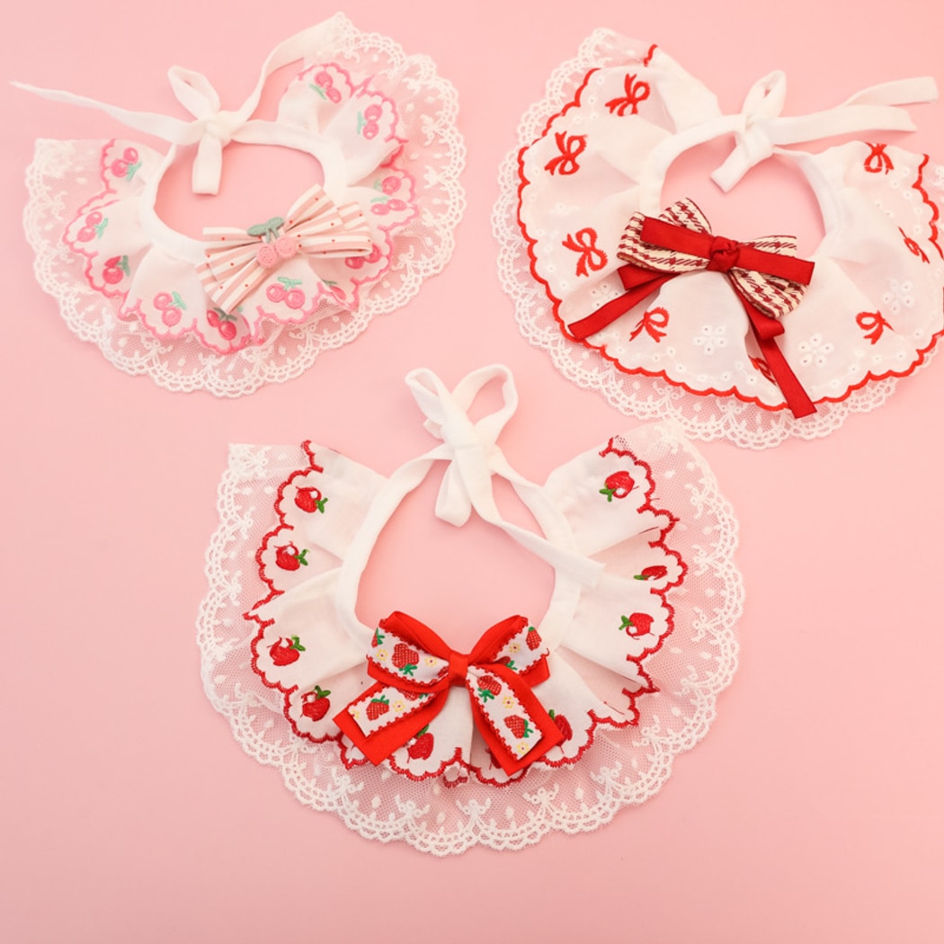 Mokka - Strawberry Cherry Lace Cat Collar