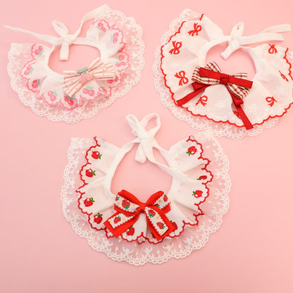 Mokka - Strawberry Cherry Lace Cat Collar