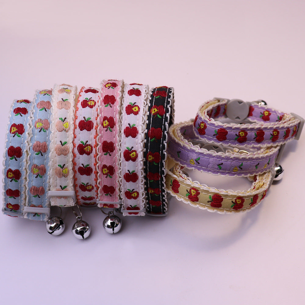Assorted pack of ten apple-pattern cat collars