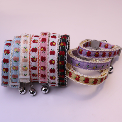 Assorted pack of ten apple-pattern cat collars