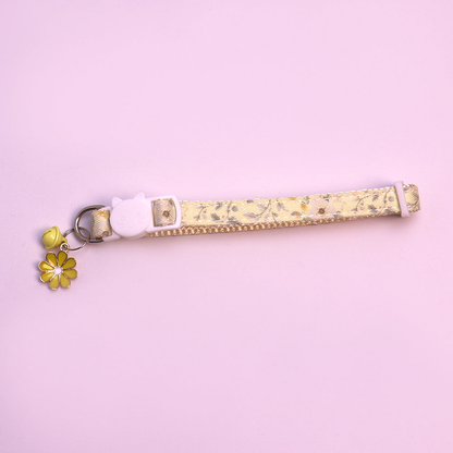 Yellow floral cat collar with bell and flower charm