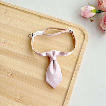 Light pink necktie cat collar with subtle tonal swirl pattern