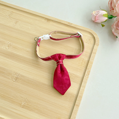 Red necktie cat collar with cat-face buckle and adjustable strap